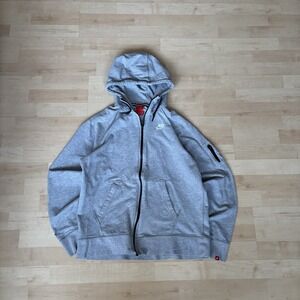 Y2K Nike Red Tab Gray Full Zip Fleece Jacket Sz XL